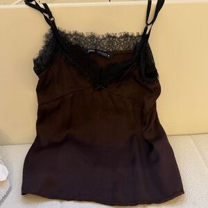 Zara Black and Brown Camisole